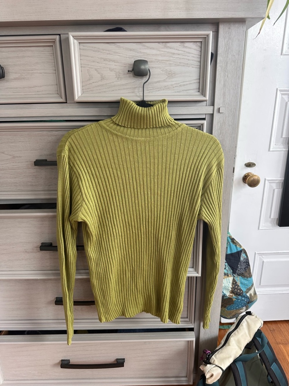 Ribbed Turtleneck Sweater in Olive Green - Picture 7 of 7